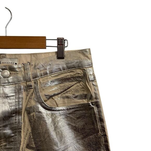 Zara The Boy Boy Fit White Silver Coated Button Fly High Rise Jeans Size 10 NWT - Picture 2 of 7